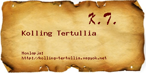 Kolling Tertullia névjegykártya